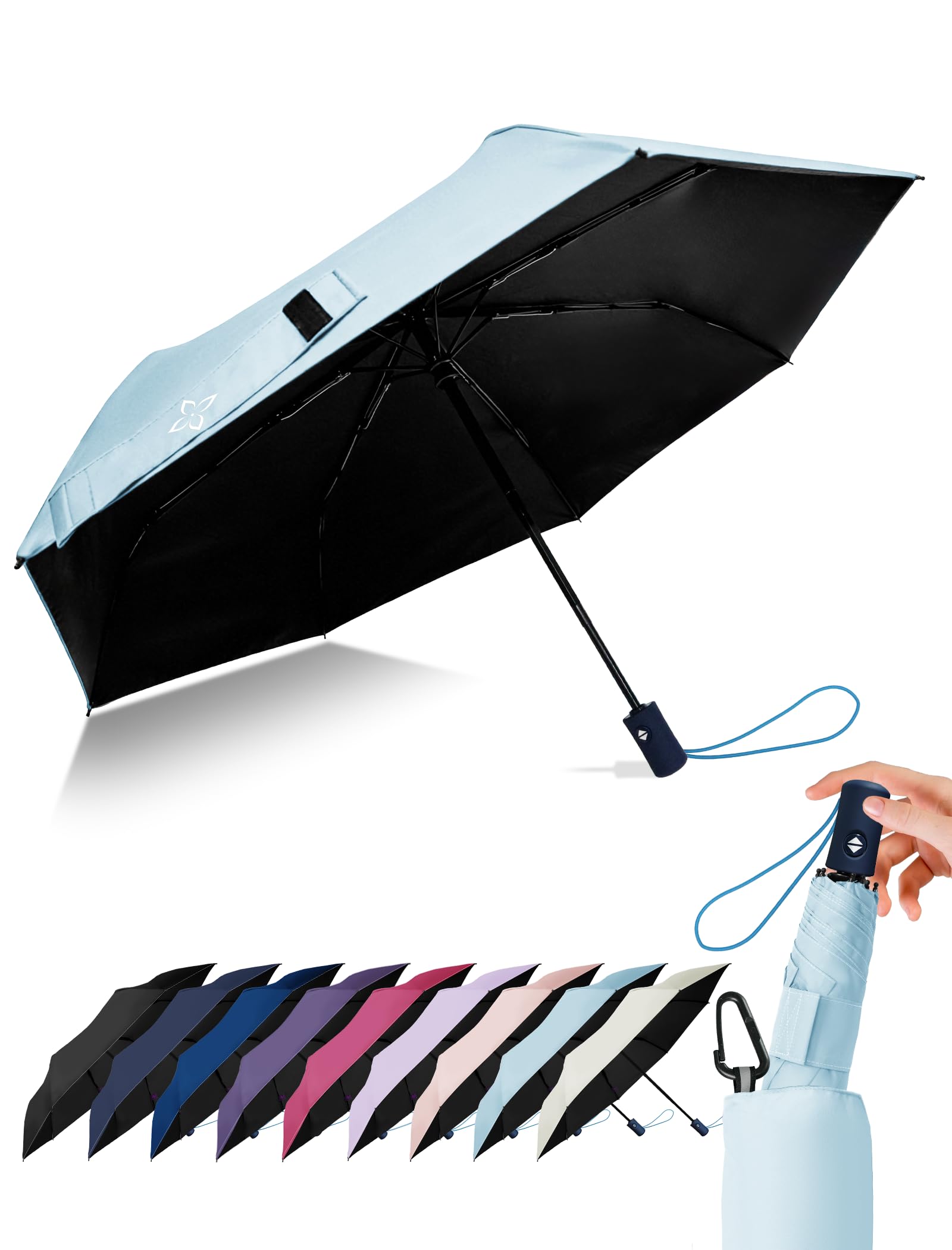 LILAC Winddichter Reise-Regenschirm - 110 cm kompakter Klappschirm, verstärkter robuster Rahmen, leicht tragbarer Sonnenschirm mit UPF 100+ UV-Schutz, unverzichtbar für Reiseausflüge