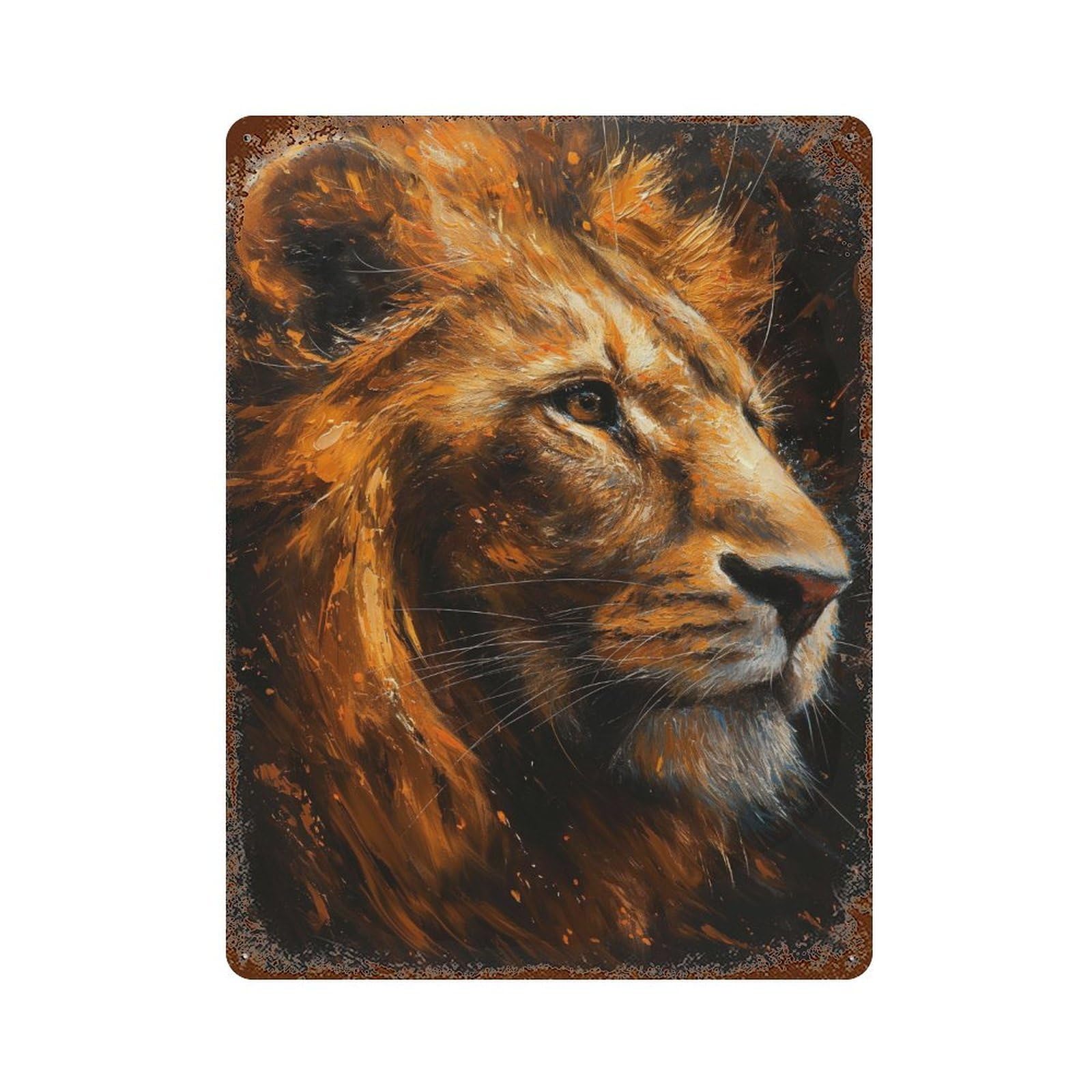 Golden Lion Majesty -6 Decorative Tin Sign 15.7"x11.8", Vintage Wall Decor for Garage, Pub Or Kitchen