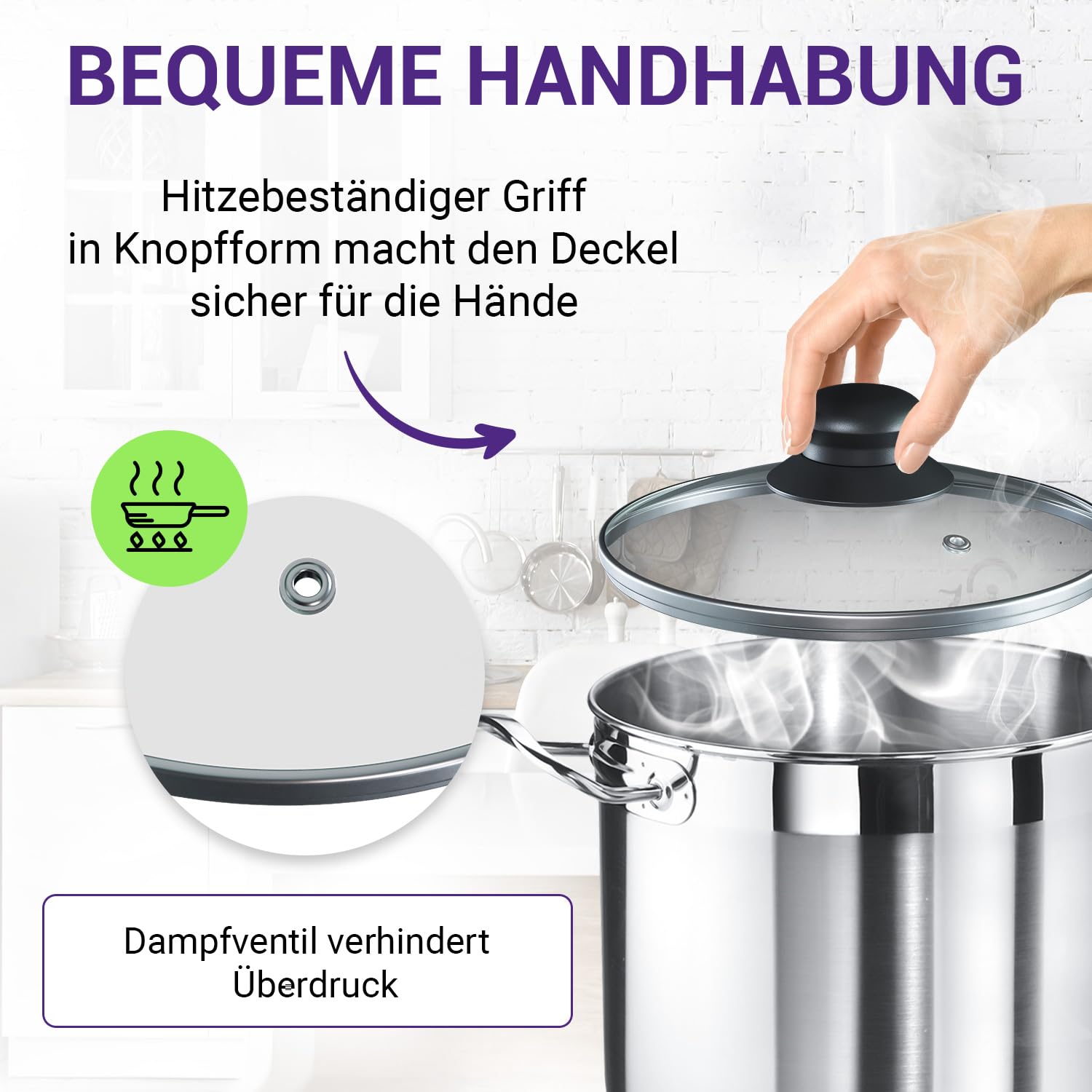 Coperchio In Vetro Universale Ø16cm - Con Bordo Acciaio Inox Per Pentole - Foto 7