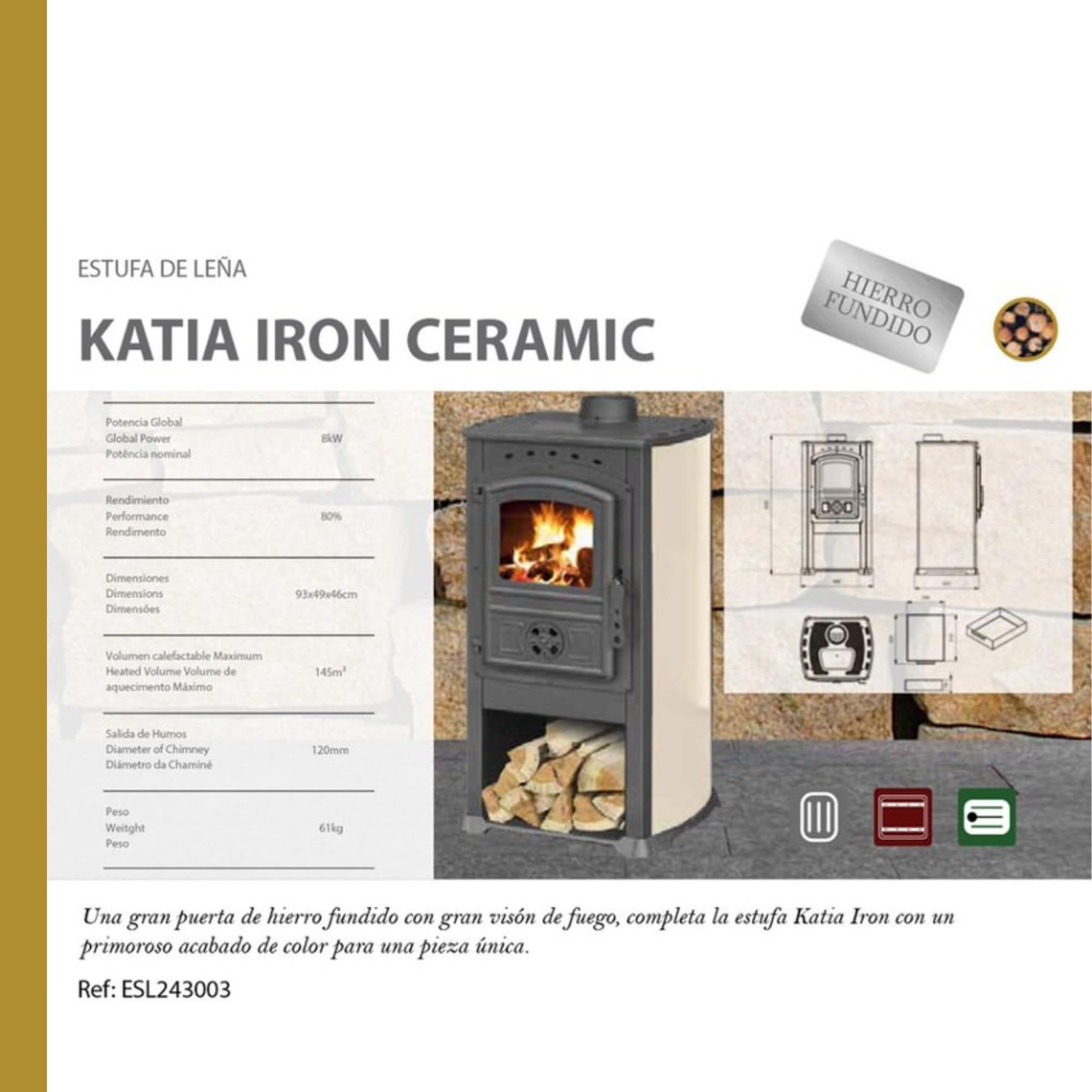 Piec na drewno Katia Iron