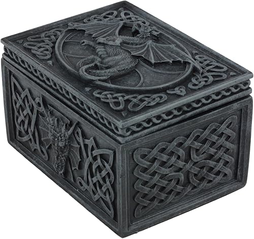 Miniatura 3 de ATL Ebros - Joyero de dragón celta con bisagras, 5 pulgadas de largo, viaje de la luna, dragón, caja de recuerdos