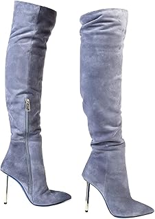 light blue thigh high boots