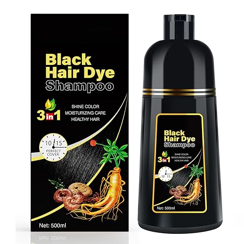 MOISTAR Champú de tinte para cabello negro para cobertura de cabello gris, champú de color 3 en 1 para mujeres y hombres, ingredientes herbales