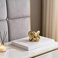 Vista 5 de Golden Knot Statue, Three Knot Sculpture Home Decor Accents, Knot Sculptures and Statues for Rustic Coffee Table Living Room Dining Table Entryway