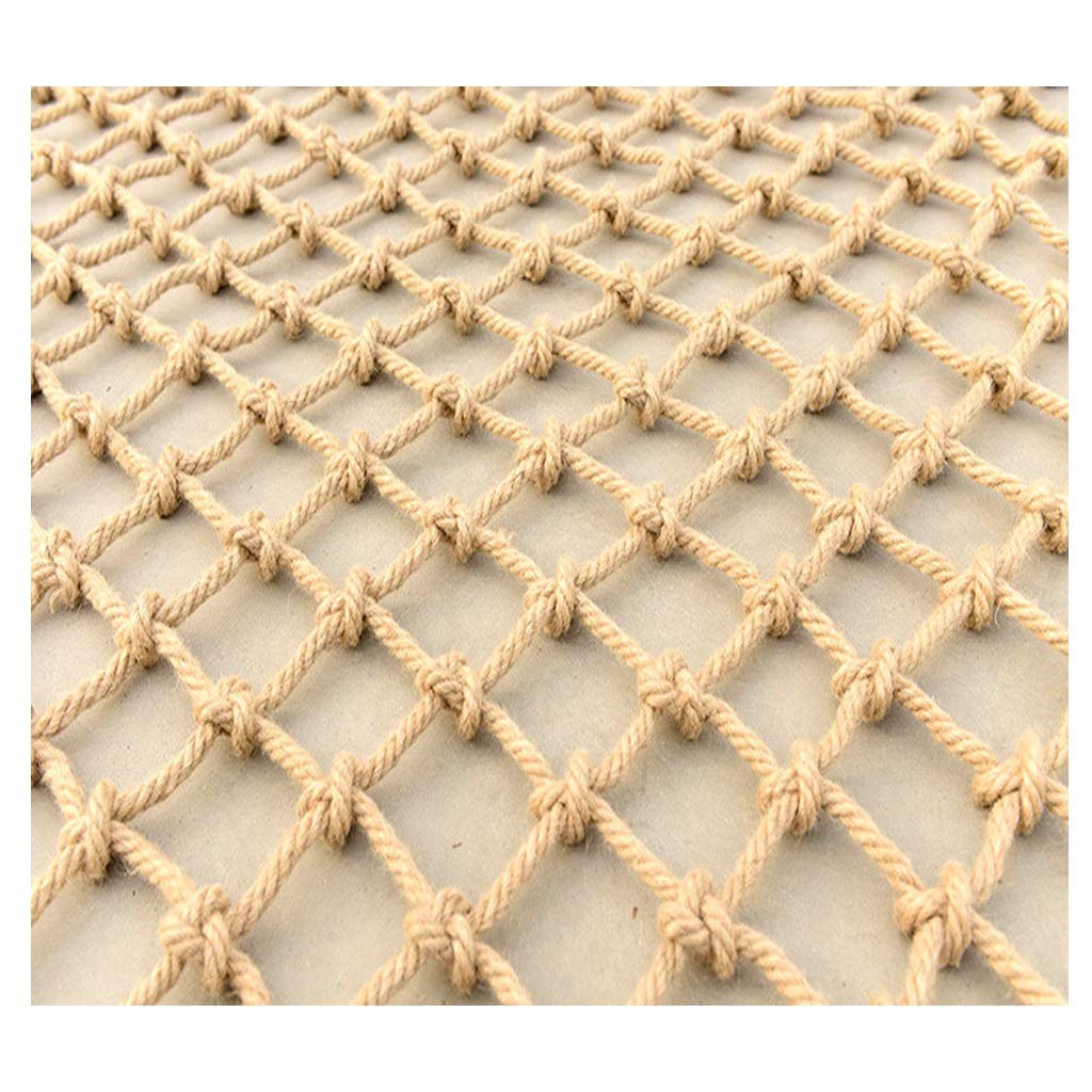 GTHTUHFD Hemp Rope Net Garden Netting Hemp Rope Net Strong Durable Natural Cotton Jute Fence Stair Balcony Railing Bird Nets Dai 12Mm Cargo Net Ceiling Decorative Nets,12x12cm-5X5m(16.4X16.4ft)
