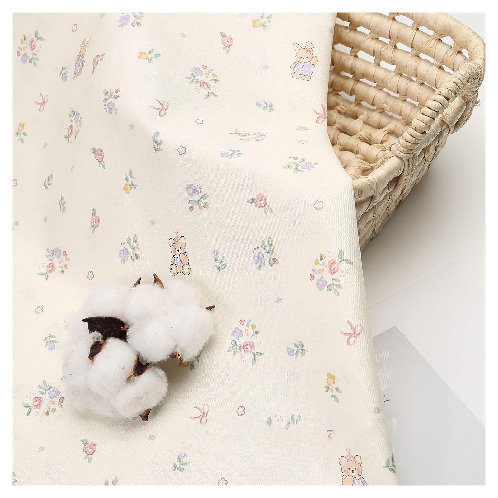 Tessuto di cotone per bambini, 200 x 235 cm, al metro, per cucire, fiori