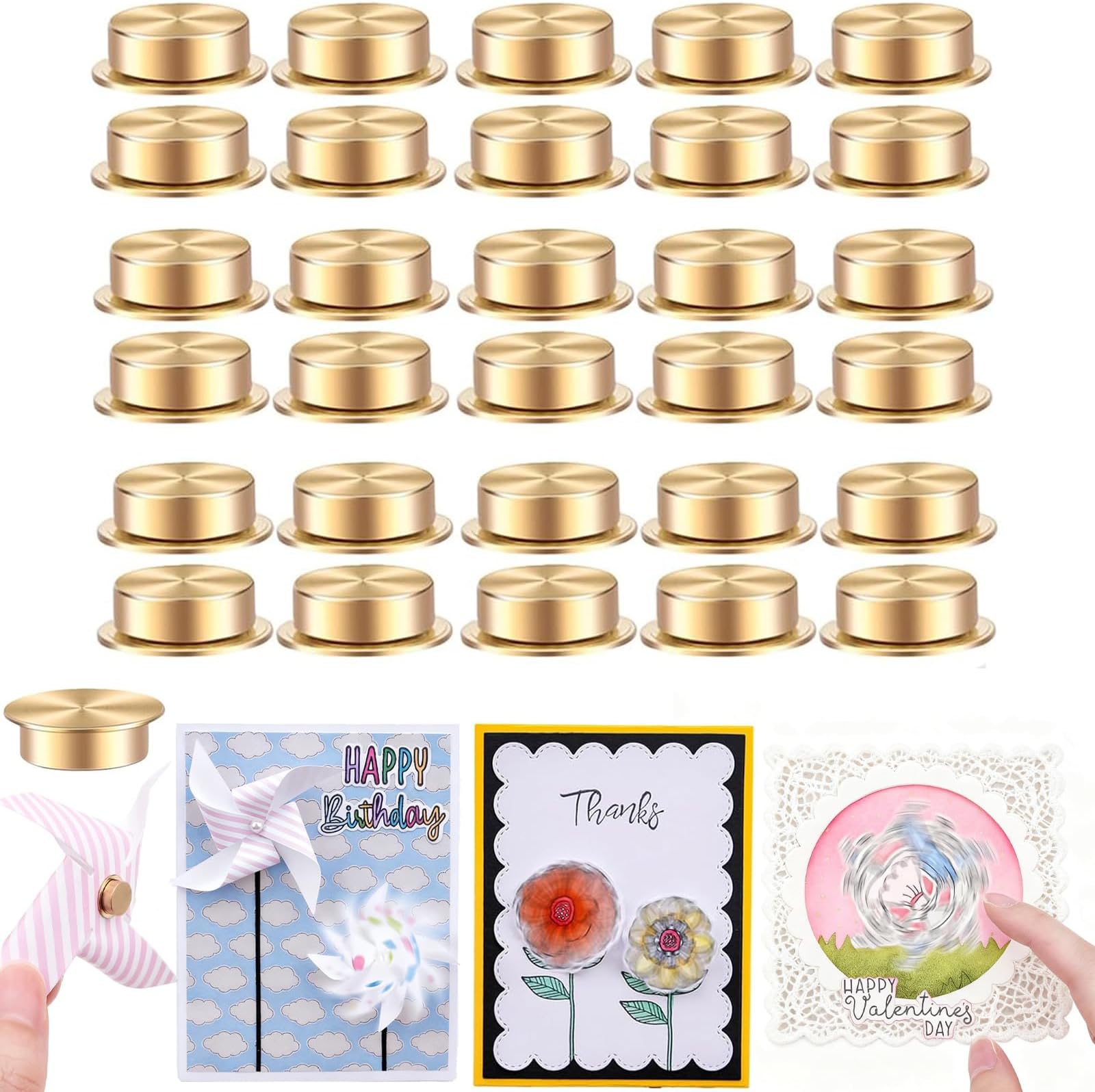 20 Pcs Mini Metal Rotating Bearings for Card Making DIY Handmade Crafts Paper Cards Scrapbooking Crafting, 360°Rotation Charm Bearing Spinner Art Tool Nail Rings Jewelry Rotating Tools