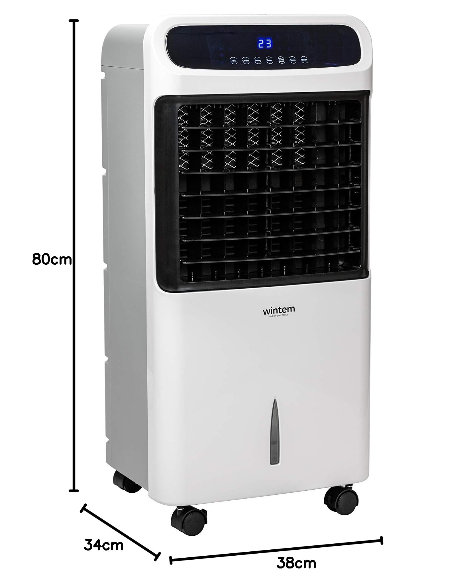 TRIOCLIMA+ Raffrescatore 10 litri Aria Calda Aria Fredda e Umidificatore Portatile 2000 Watt con Telecomando e Timer con Display Digitale 10 Litri