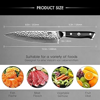 SHAN ZU Knife 8 Inch Chef Knife Japanese Steel Damascus Kitchen Knife, Professional Kitchen Knives Sharp High Carbon Super Steel 67 Layers with G10 Handle