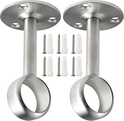 Miniatura 8 de Creatyi Soportes de barra de armario resistentes para cortina de ducha, soportes de montaje en techo, soportes de barra de armario, soportes de