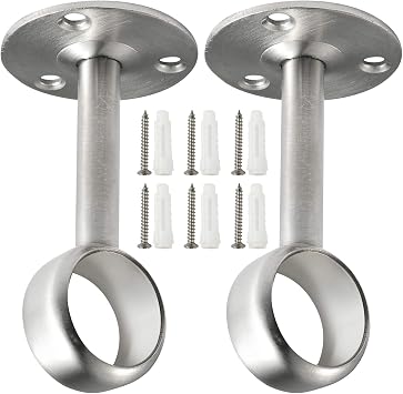 Creatyi Heavy Duty Closet Rod Brackets - Ceiling-Mount, Shower Curtain Rod Holders 2 PCS, Silver