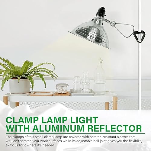 Vista 8 de Simple Deluxe Lámpara de abrazadera de 150 W con reflector de aluminio de 8.5 pulgadas (no incluye bombilla), cable de 6 pies, 1 paquete, color negro