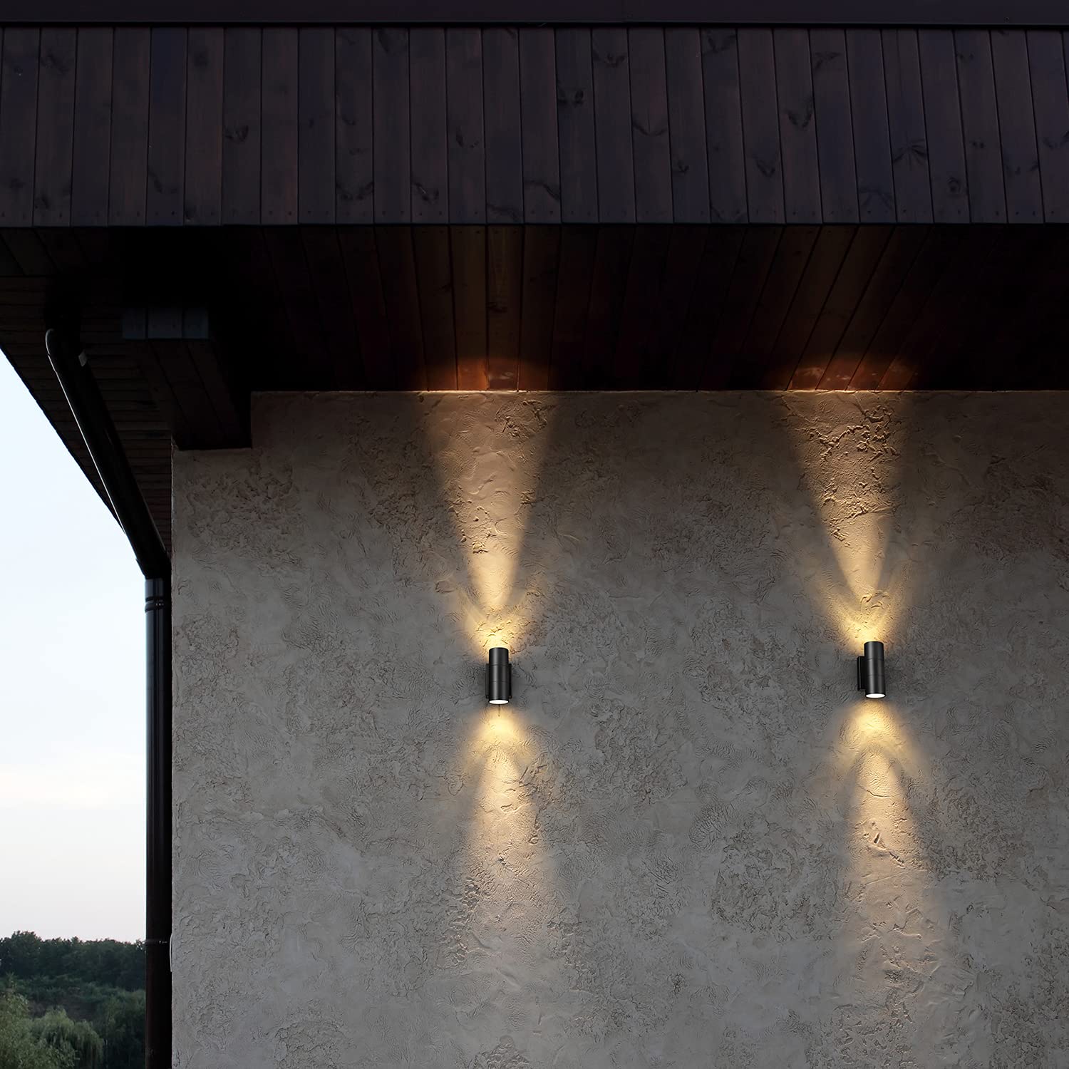 LED Applique Murale Exterieur Moderne 10W, IP65 Etanche Luminaire Lampe Extérieur, GU10 Éclairage Mural Aluminium 3000K Jardin Garage Terrasse Entrée, Lumiere Exterieure Blanc Chaud, Noir