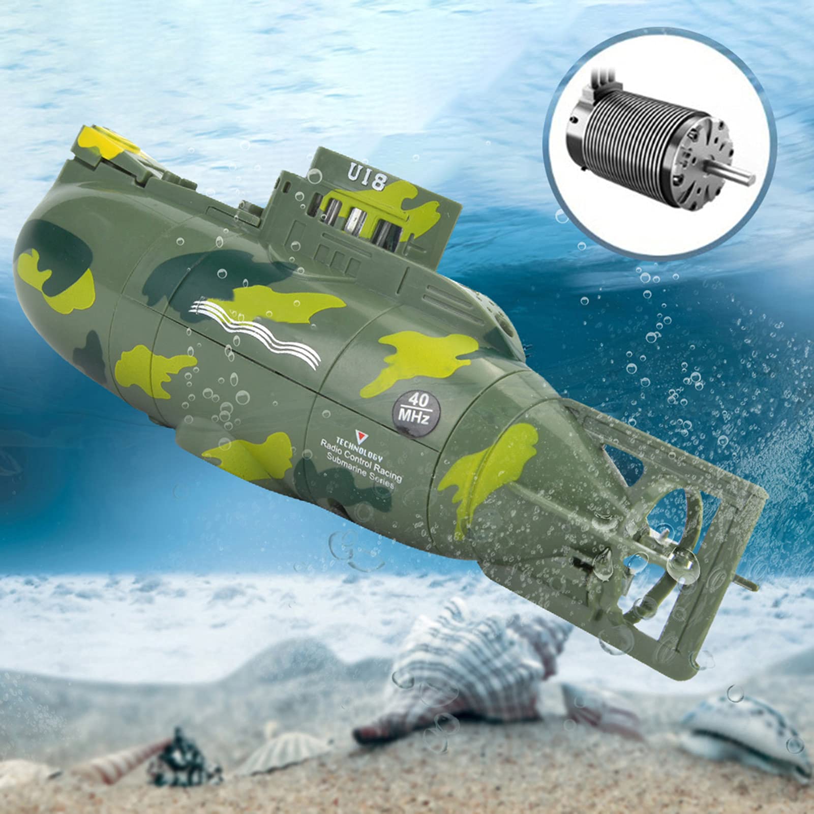 Alomejor Mini Juguete Modelo De Simulación, Juguete Submarino Teledirigido Eléctrico del Barco Submarino RC Militar De 6 Canales