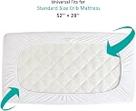 Biloban Protecteur de matelas de lit imperméable & Couverture de matelas sans bruit pour bébé, agréable à la peau & Respirant & Protecteur de matelas matelassé lavable avec literie taille standard 52"x 28", blanc