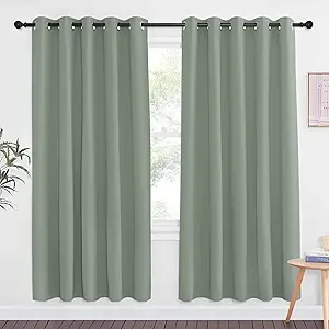 NICETOWN Sage Green Blackout Curtains & Drapes for Bedroom - Room Darkening Energy Saving Thermal Insulated Grommet Voice Reducing Room Divider Window Treatment for Patio (1 Panel, W66 x L72)