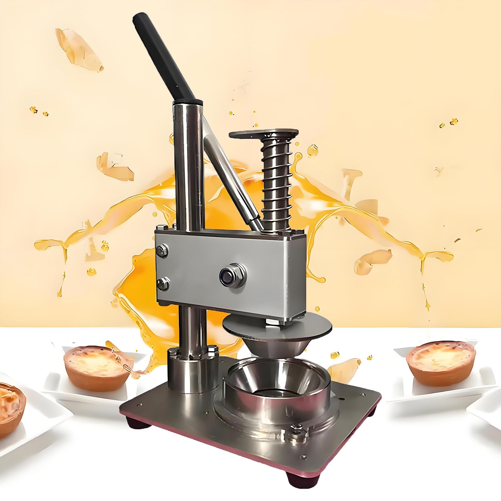 EpyGnom Manual Egg Tart Shell Press Machine, Tartlet Shell Molding Forming Machine, Food Grade Stainless Steel Stable Base, for Uniform Egg Tart, Pie, Tartlet, Muffin Base Making P60