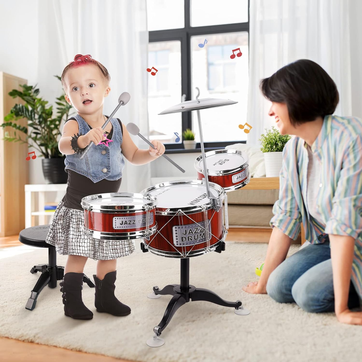 PerKidern Kids Drum Set Musical Toys Drum Set for Toddlers aged 1-3 Drum Kit Musical Instruments Toys for Boys Girls Birthday Christmas Gifts : Toys & Games