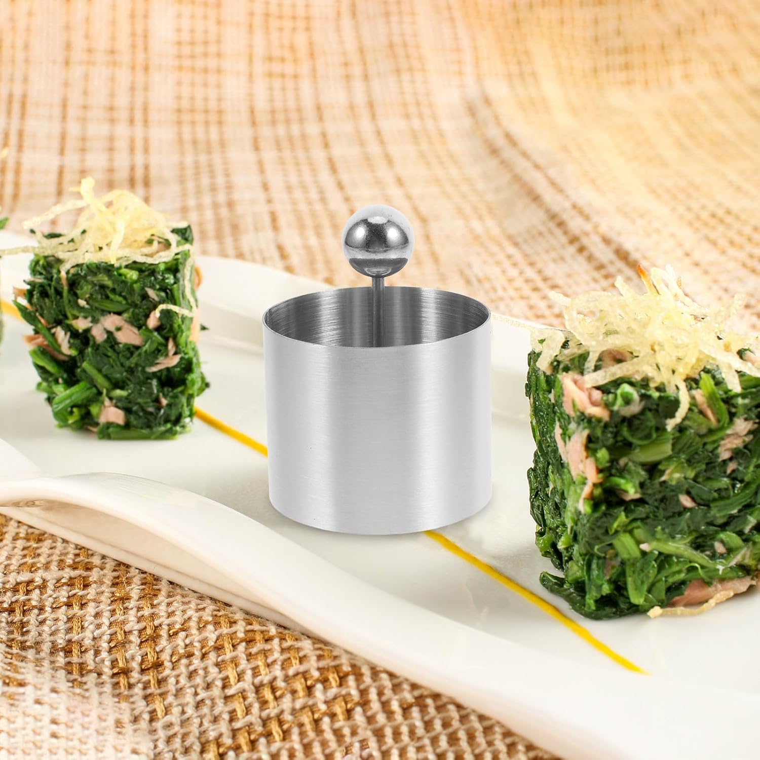 Silver Stainless Steel round Food Mold for Kitchen Presentation | Elegant Design, Versatile Kitchen Tool, Built to Last, Suitable for Cold Dish Plating and Baking Ring Use