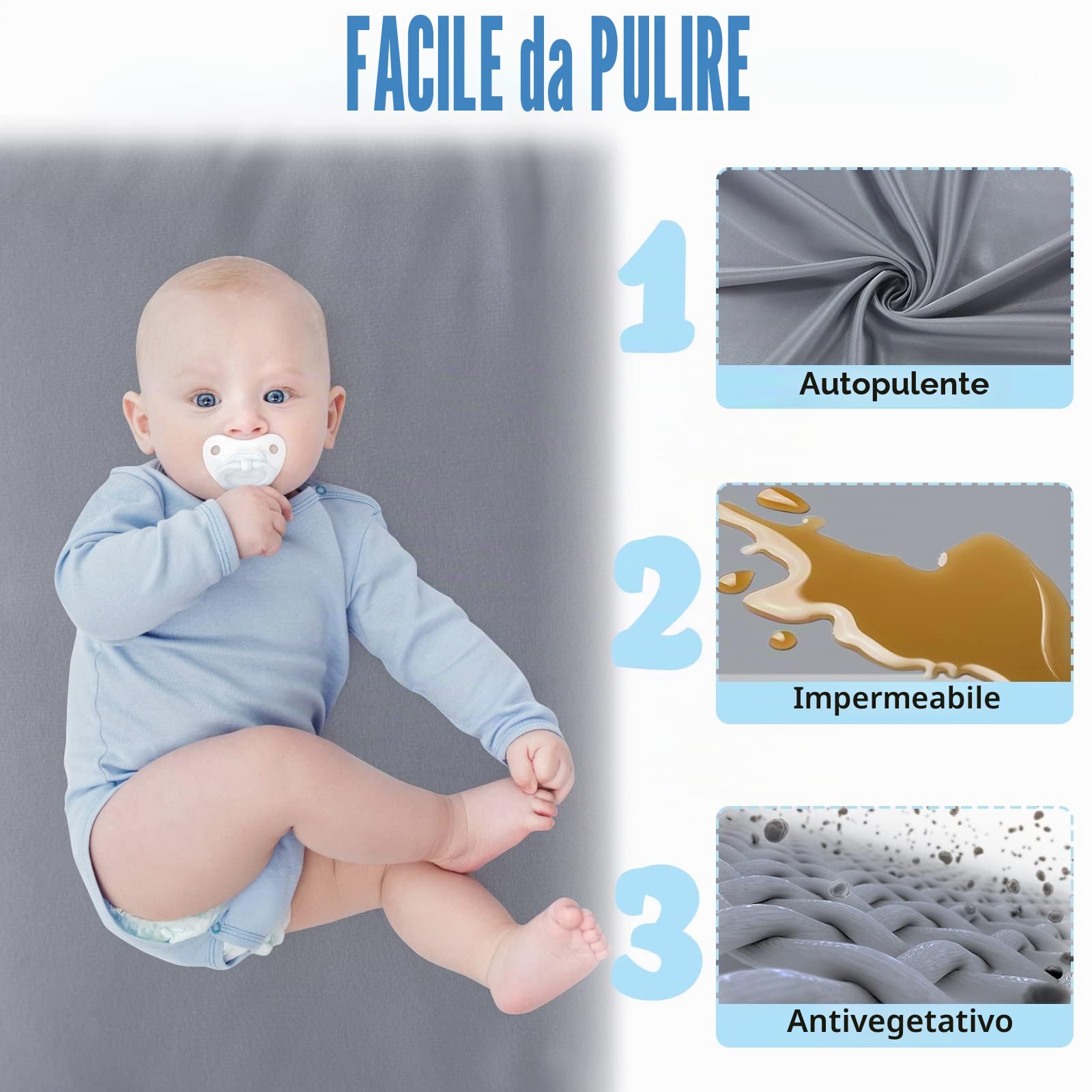 LZQ Recinto Gioco Grigio per Bambini, Ventose Fisse, 150x180x68 cm | Rete traspirante trasparente, struttura robusta, antiscivolo, sicura protezione bimbi, montaggio semplice e veloce