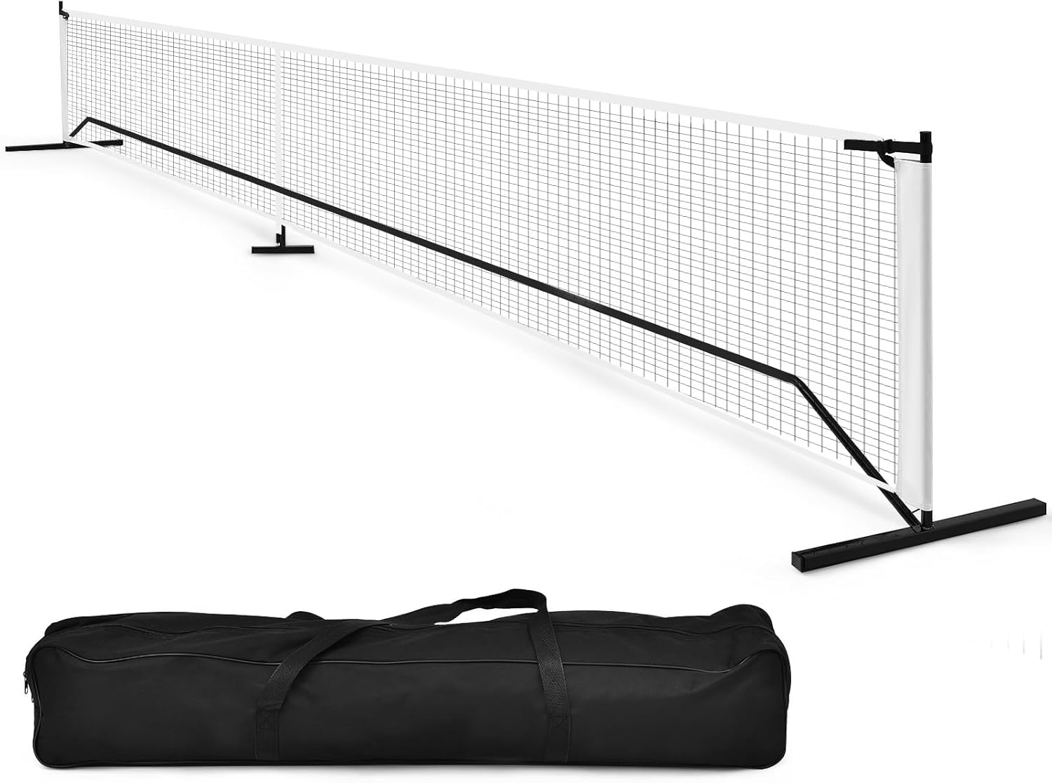 FANTASK Red de Tenis portátil de 670 x 92 cm, tamaño Oficial, con Marco de Metal y Bolsa de Transporte, Color Negro