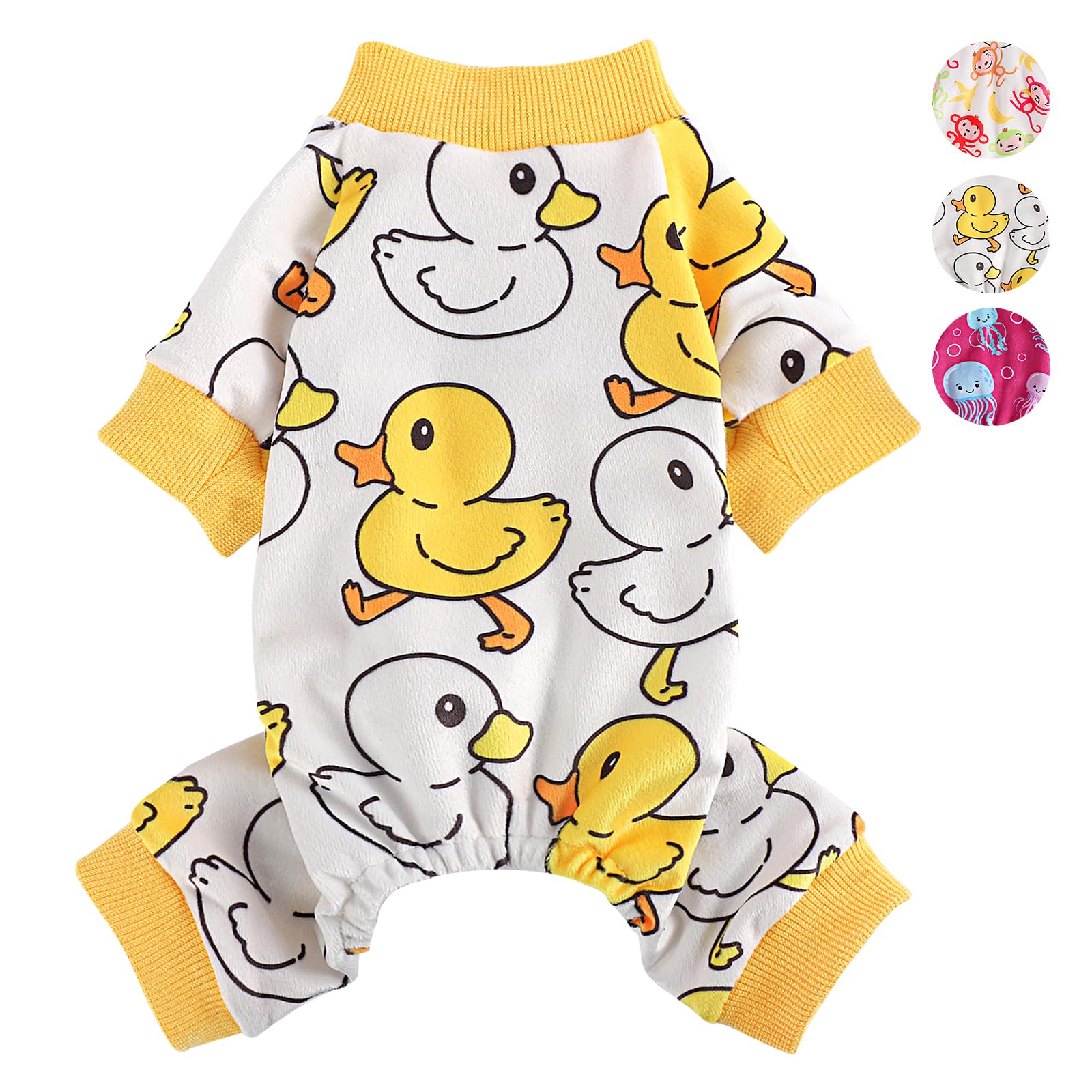 Dog Pajamas for Small Dogs, Yorkie Pajamas Chihuahua Pjs,Stretchable Duck Design Pet Apparel, Onesie Apparel for Boys Girls, Comfortable Puppy Clothes Jumpsuit (Yellow Duck, XS)