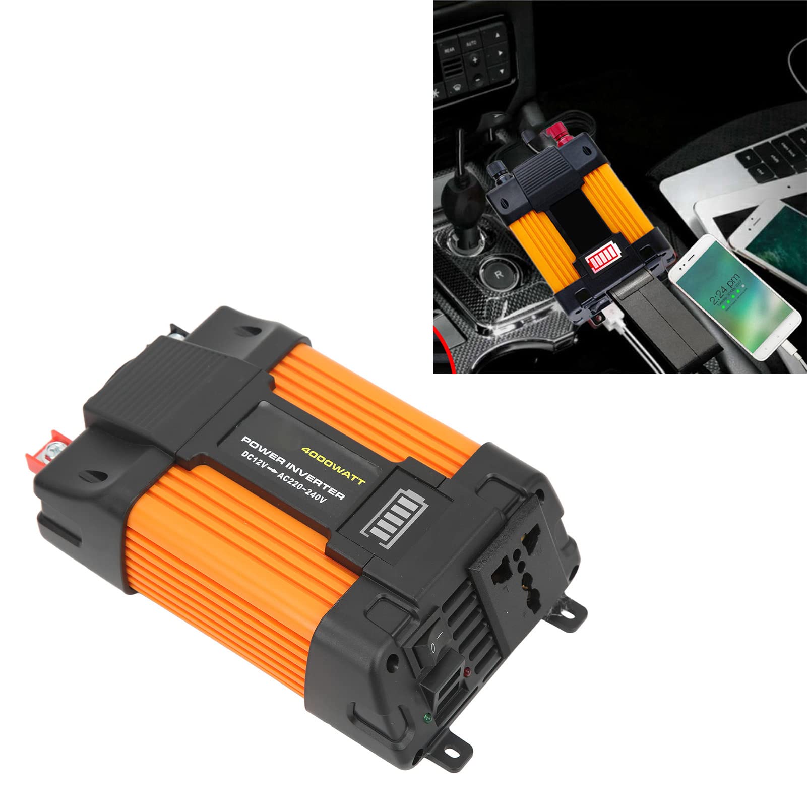 Alomejor Inversor de 4000 Vatios, Sistema de Energía Solar Portátil 30A 12V 24V Controlador de Carga Solar 18W 18V Kit de Panel Solar