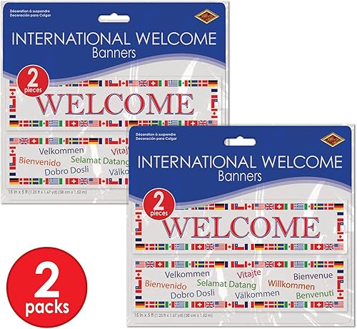 Miniatura 8 de Banners de bienvenida internacionales diseños asstd accesorio de fiesta 1 unidad 2Pkg