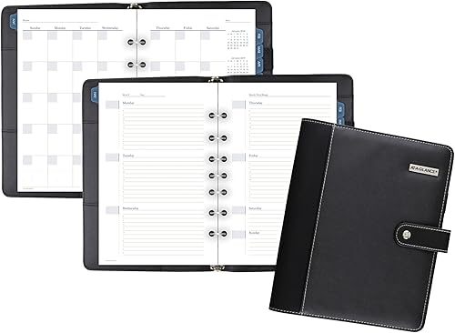 Miniatura 10 de AT-A-GLANCE Juego de iniciación de piel sintética sin fecha, 6 anillas, 3-34" x 6-34, tamaño portátil, negro (033-0240-05)