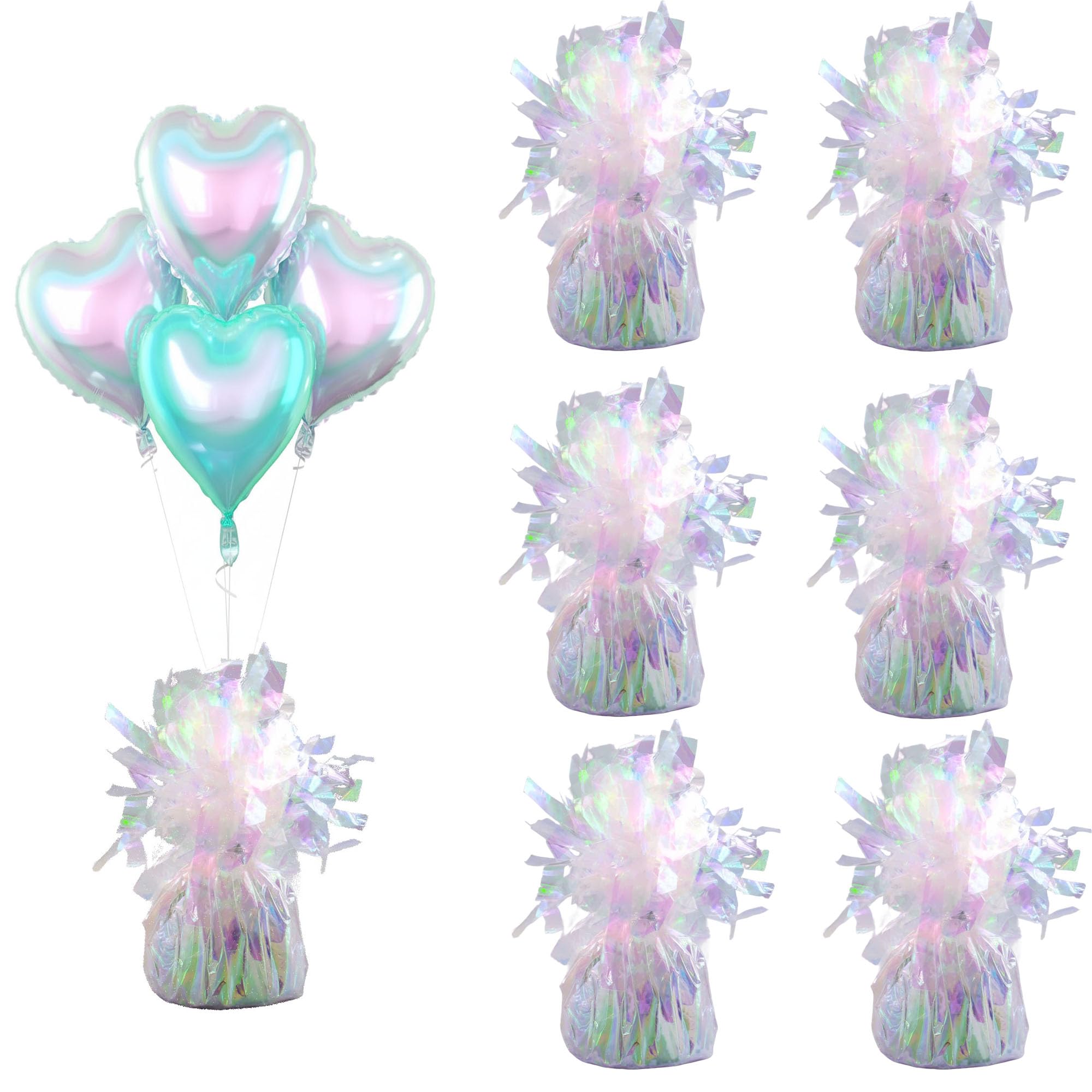 Moretreat Aluminum Foil Balloon Weights for Parties (6 pcs) - 0.31lb (140g) Each - Premium Balloon Anchors for Birthday, Wedding, Dinner, Indoor &