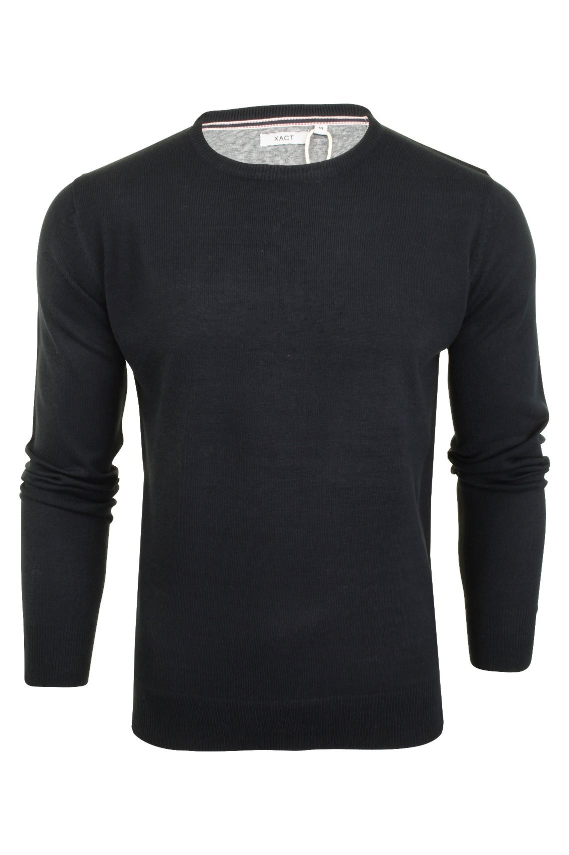 Xact Men's (Crew Neck) Dark Navy Crew Neck Jumper Fine Knit ((Crew Neck) Dark Navy) S