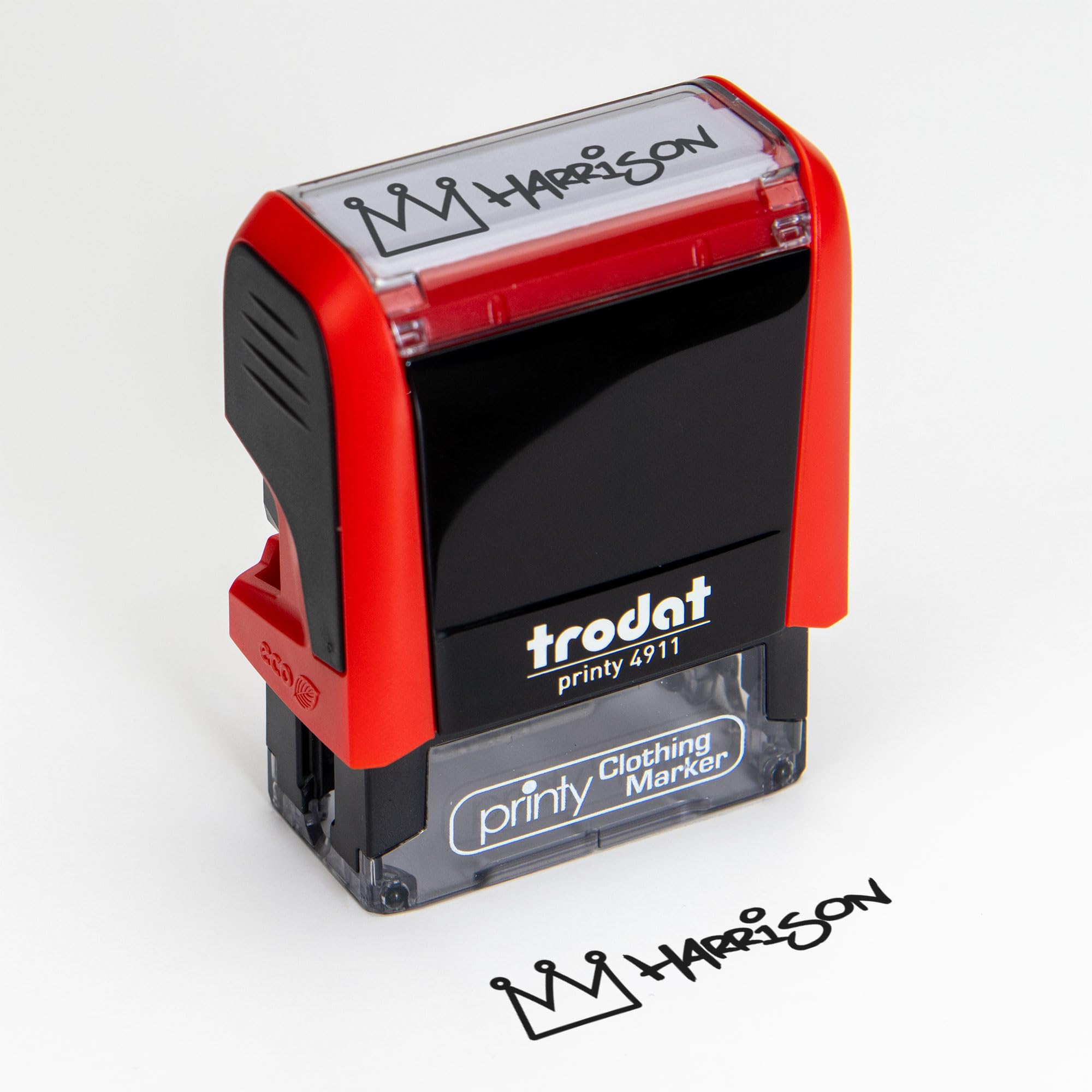 Personalized Custom Clothing Name Stamp | 20 Designs | Machine Washable and Durable | Perfect for Athletes, Students, and Travelers | Fade-Resistant Ink | Non-Toxic, Safe for Kids (Crown)