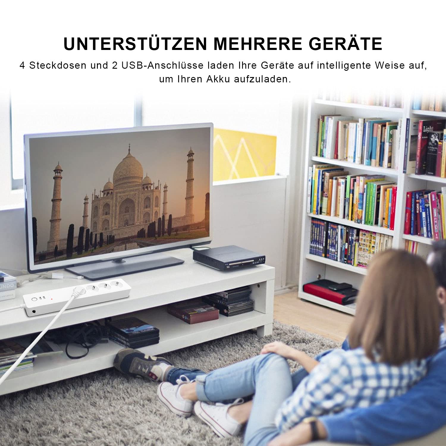 UseeLink Alexa - Regleta inteligente de 16 A, WiFi con 4 salidas AC y 2 puertos USB, compatible con Alexa, Google Assistant, control remoto y protección contra sobretensiones