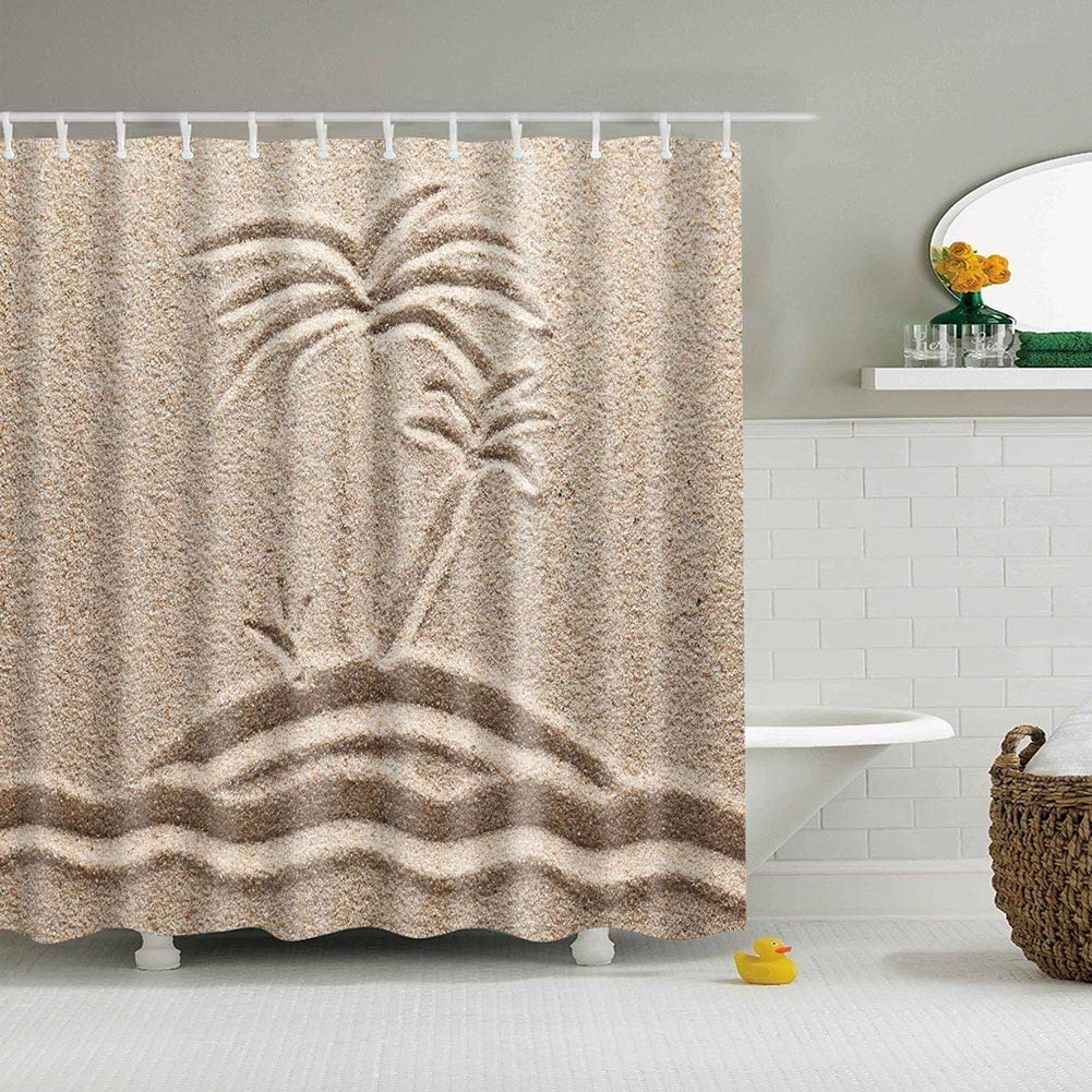 Boyouth Sand Painting Pattern Digital Print Shower Curtains For Bathroom Decor,Polyester Waterproof Fabric Bath Curtain With 12 Hooks,70X70 Inches,Multicolor