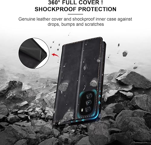 Miniatura 4 de Funda tipo cartera con tapa para Moto G 5G (2022), funda magnética de cuero con tarjetero, función atril, funda protectora duradera de TPU a prueba