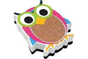 Ashley Productions Burlap Scribble Owl Magnetic Whiteboard Eraser - Effortlessly Remove Dry-Erase...