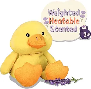 WILD BABY Microwavable & Weighted Plush Toy - Duck Stuffed Animal for Comfort & Warmth - Soft, Heatable Plushie for Snuggles - Great for Kids, Toddlers & All Ages