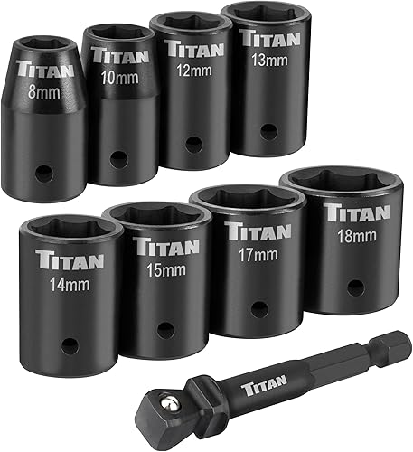 Miniatura 2 de Titan 48201 Juego de llaves de impacto métricas de 9 piezas de 38 pulgadas