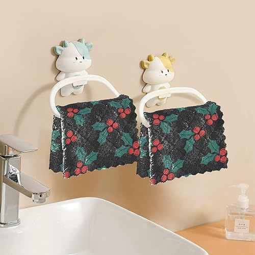Miniatura 6 de KLL Christmas Holly Berries Car Drying Towels Extra Large Washcloth Tea Towel Kitchen Decorative Hand Towels for Kitchen Absorbent Bar Towels