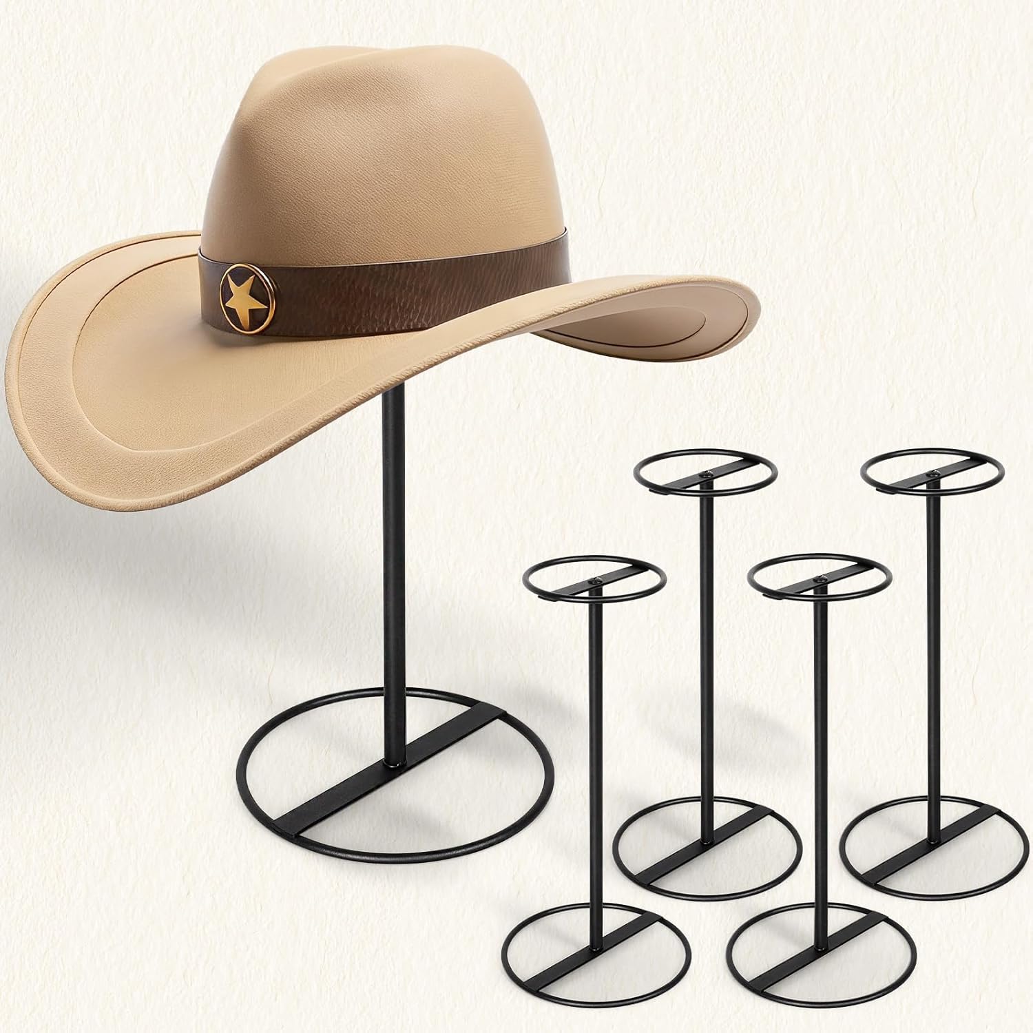SEKSON Cowboy Hat Stand, Tabletop Hat Display Rack, Metal Iron Hat Holder Stand for Caps, Wigs, Helmets (8 Pack)