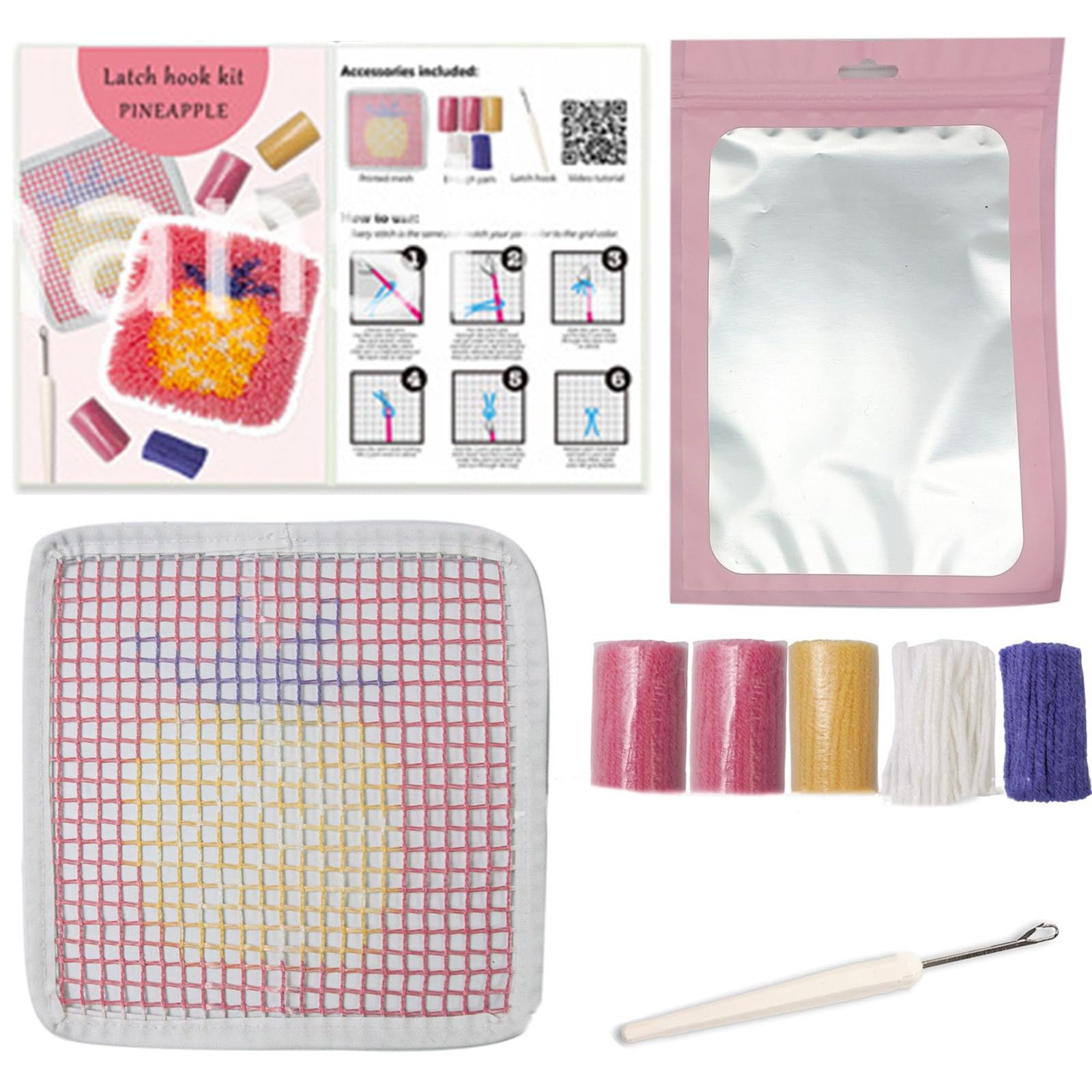 Qsvbeeqj Latched Hook Kits Coasters Knitting Kits Fruit Coasters Making Kits Latched Hook Coasters Kits For Starter Adults Children