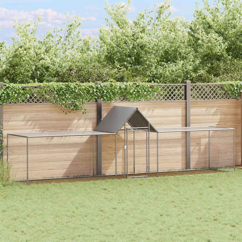Gallinero 5 x 1 x 1,5 m, acero galvanizado para pollos, jaula para pájaros y mascotas