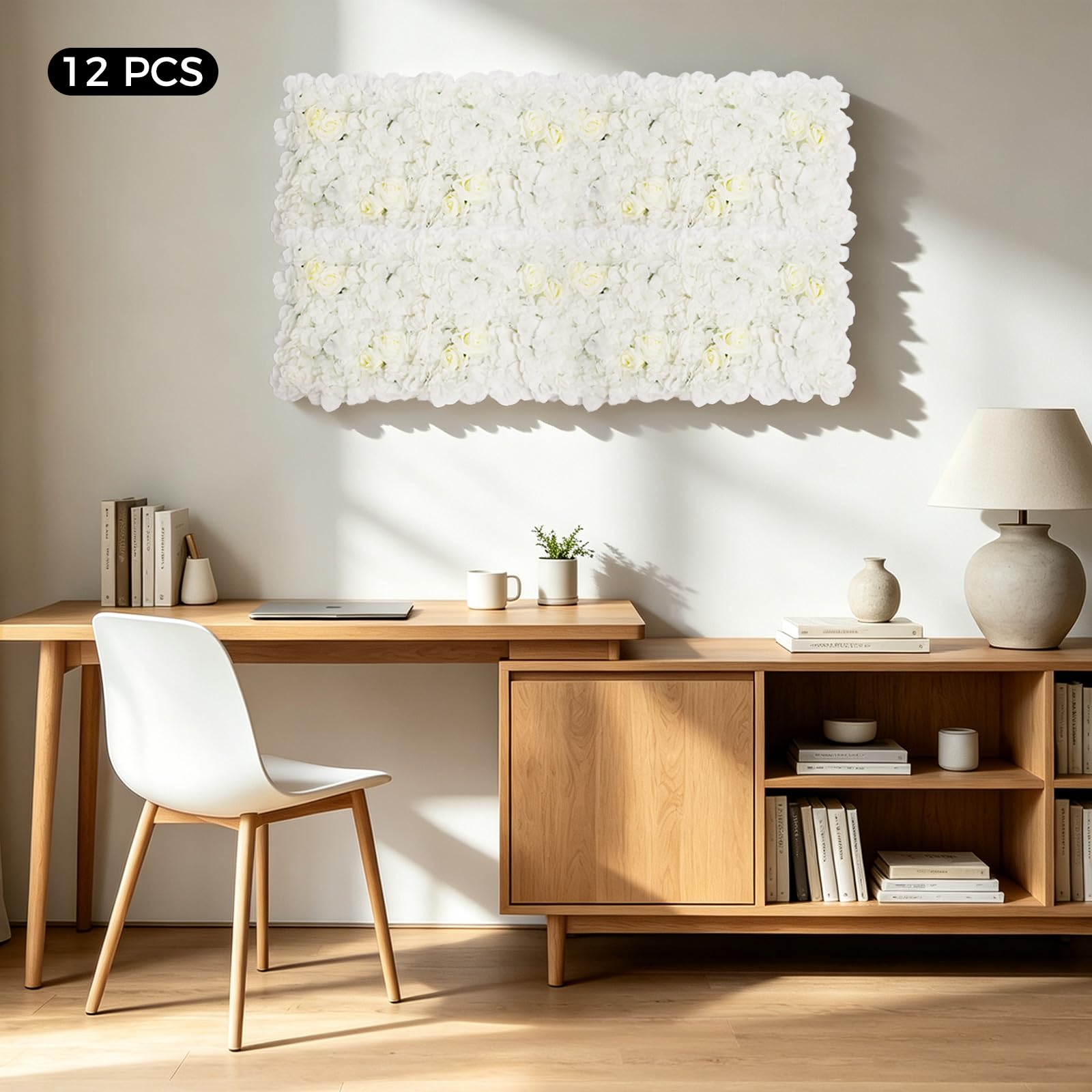 12-częściowa ściana kwiatowa ze sztucznych kwiatów, ściana 3D na wesela, walentynki, baby shower, pokój dziecięcy i wystrój mieszkania, sztuczna ściana kwiatowa do wewnątrz i na zewnątrz, 42 x