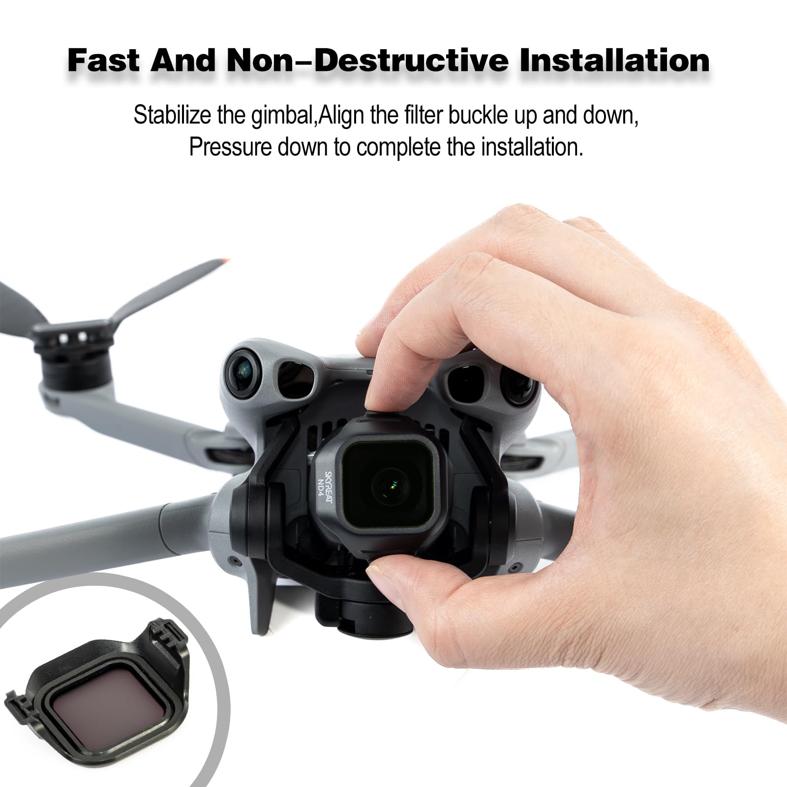 Skyreat Zestaw filtrów Mini 5 Pro, obiektyw aparatu z filtrem UV, zestaw 4 filtrów, kompatybilny z akcesoriami DJI Mini 5 Pro (UV ND4 ND16 ND64), wersja z tworzywa sztucznego
