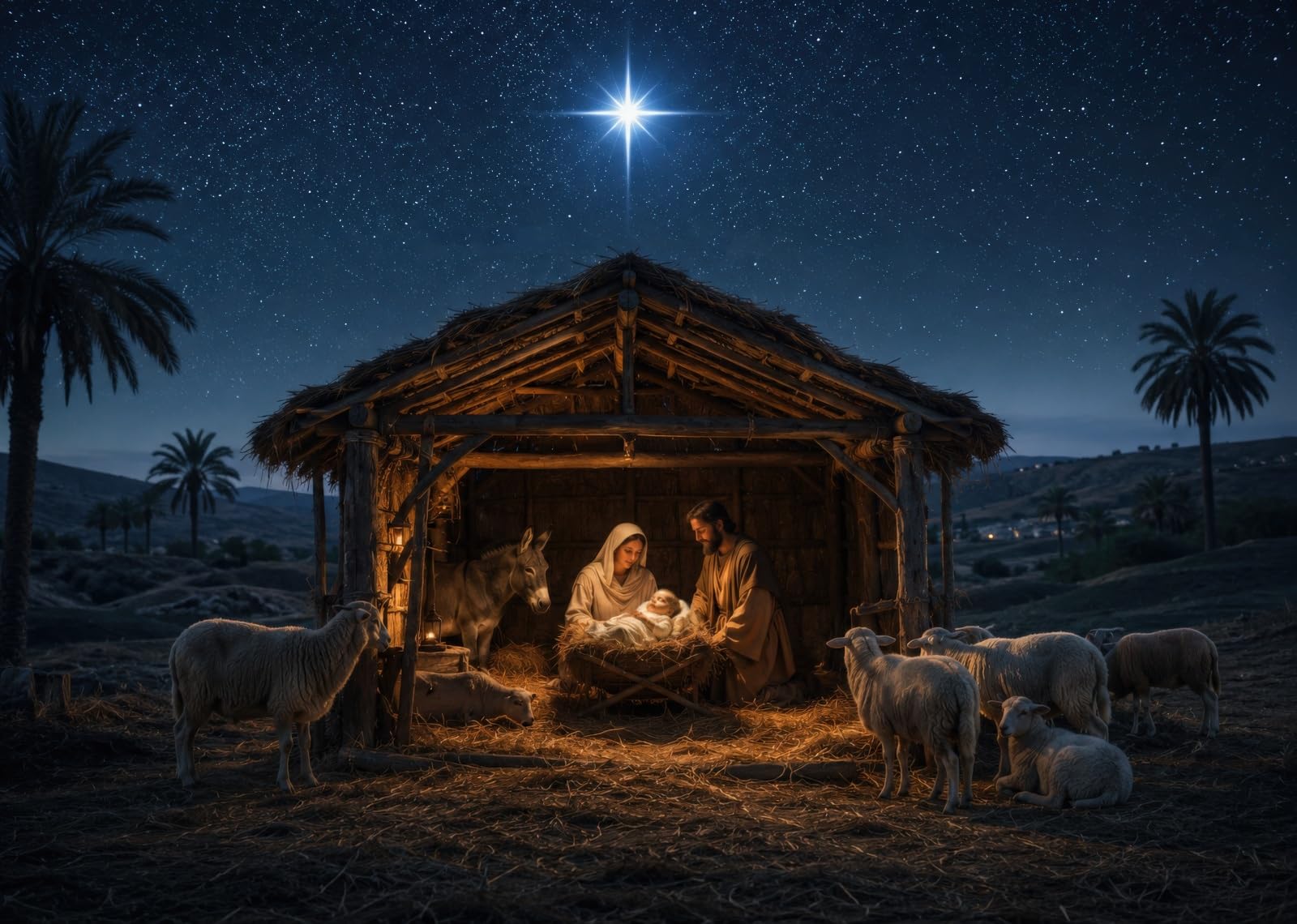 BELECO 3x2.5m Sfondo in tessuto Natività stalla e presepe di Natale