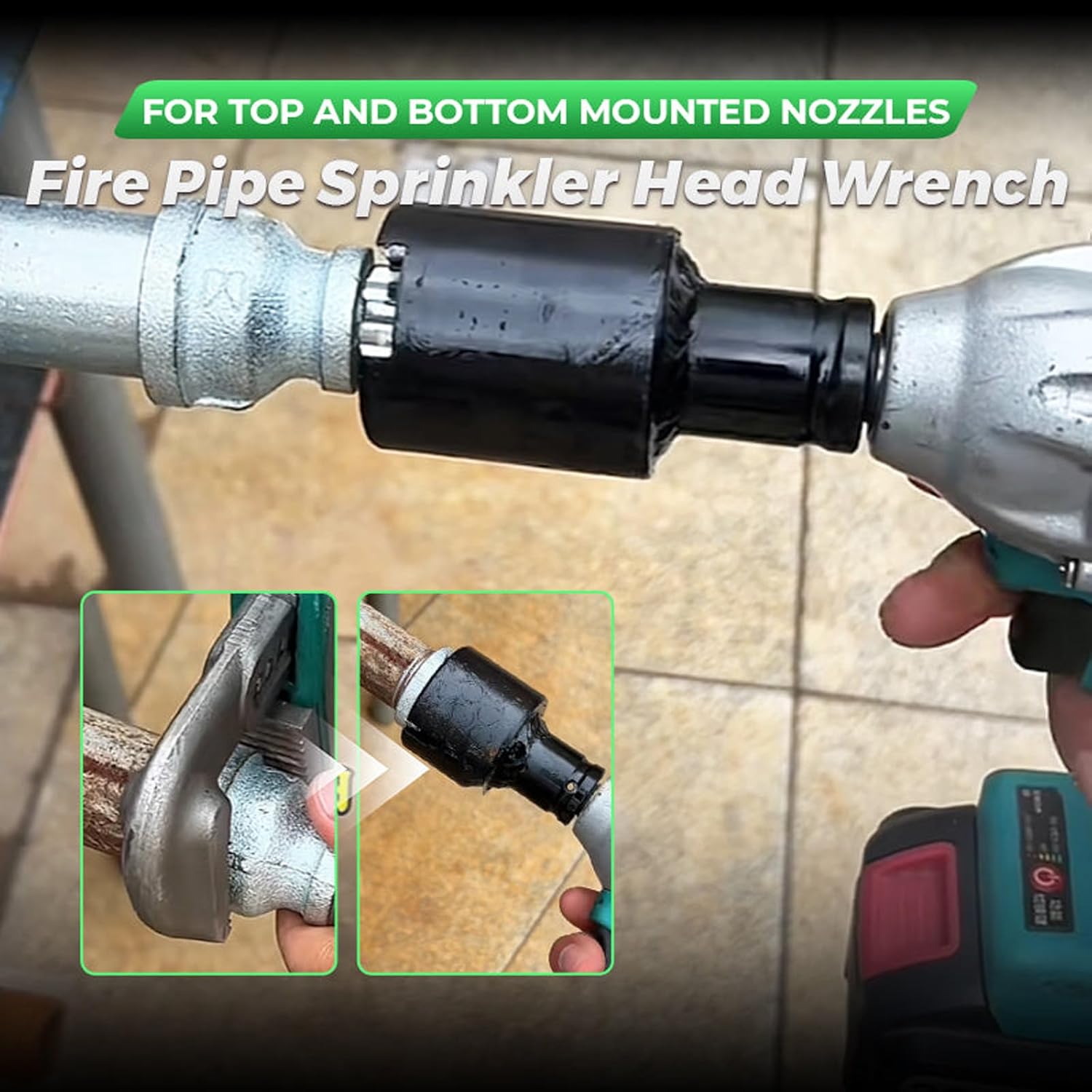 Fire Pipe Sprinkler Head Wrench for Top and Bottom Mounted Nozzles – Dual-Use Tool for 15mm/20mm Heads, Heavy Duty, Corrosion-Resistant, Precision Fit with Anti-Slip Grip (Regular Type,DN20)