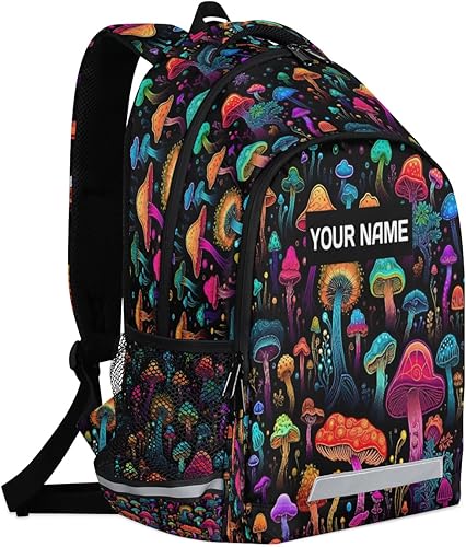 Miniatura 5 de Custom Name Backpack for Boys Girls Teens Rainbow Mushroom Personalized 16 Inch Kids Backpack Funny Planet Middle Schoolbag Primary Elementary