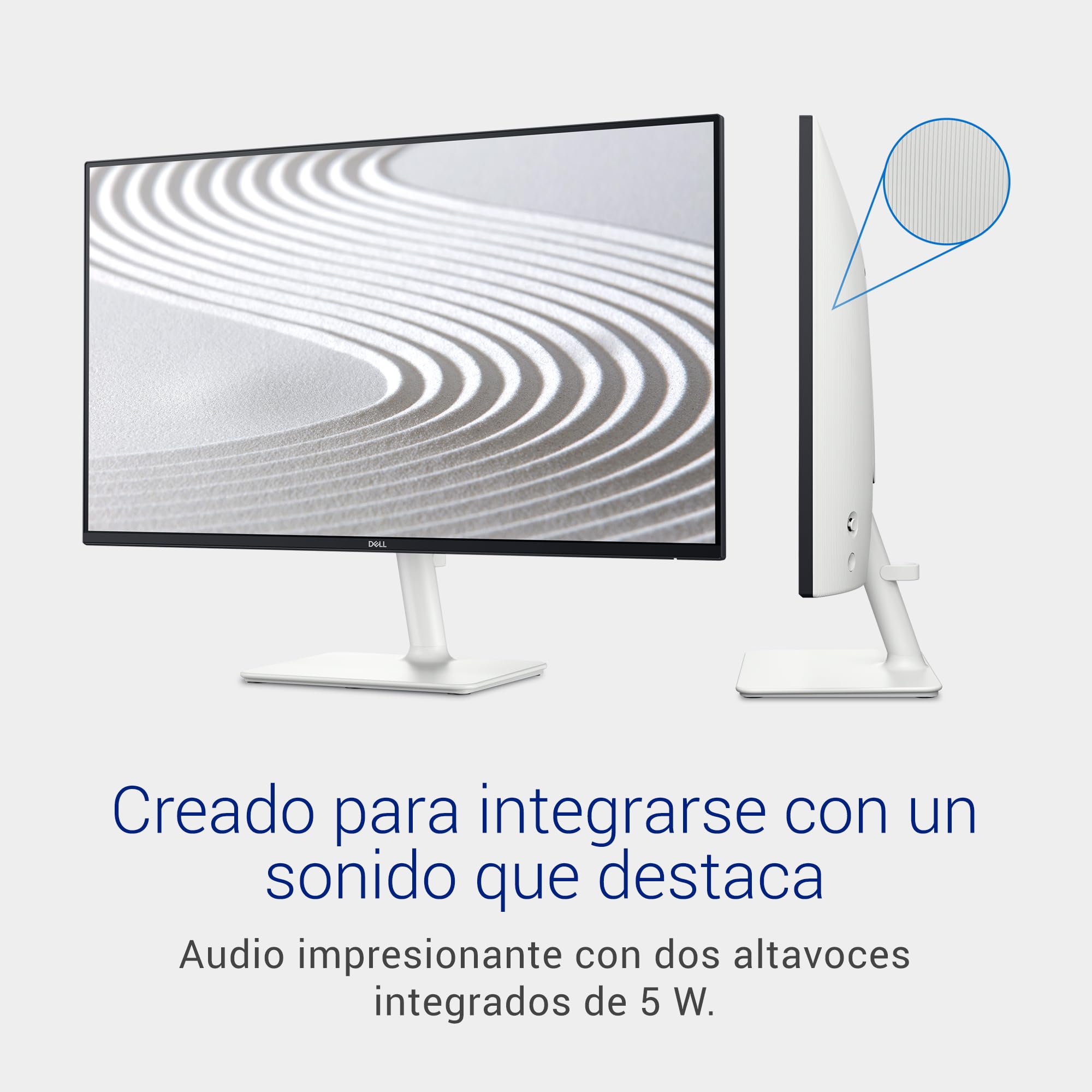Dell S2425H 24" Full HD (1920x1080) Monitor, 100Hz, IPS, 4ms, 99% sRGB, Altavoces Integrados, Bisel Ultrafino, 2X HDMI, Blanco