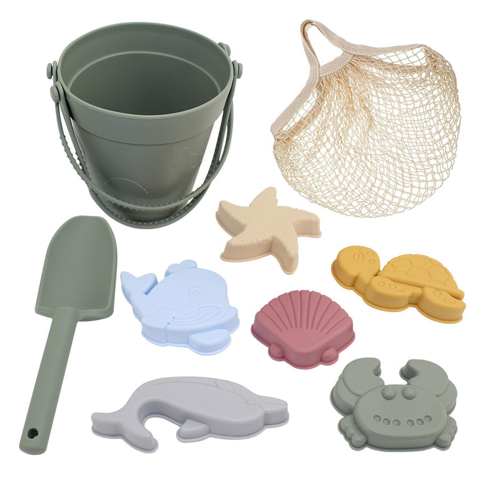 Set di Giochi sensoriali da Spiaggia e Sabbia per Bambini, con 6 Moderni Giocattoli da Spiaggia per e L'Estate, Verde