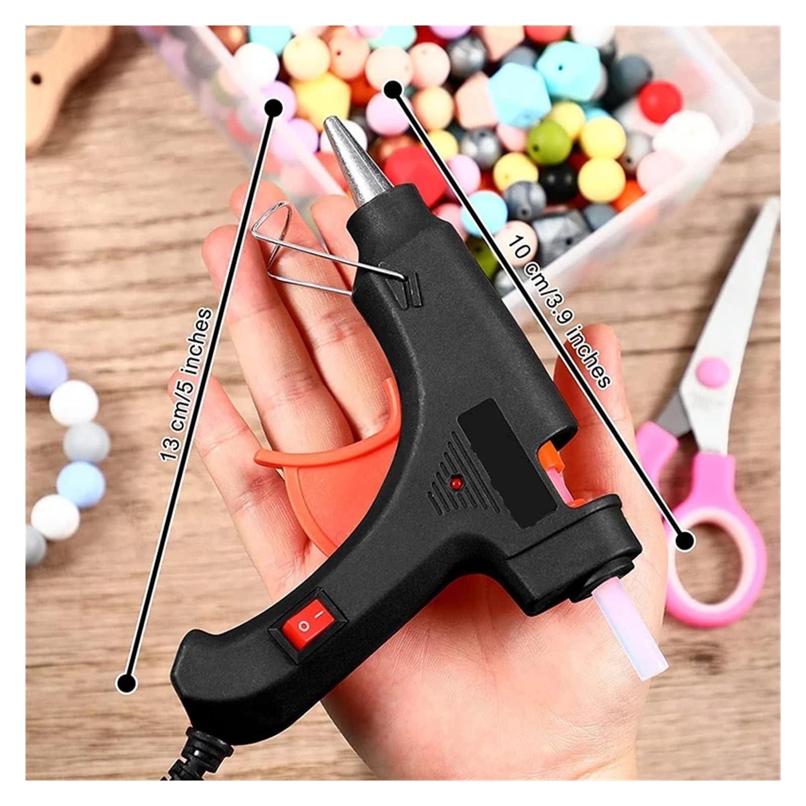 Pistolet do klejenia na gorąco, Pistolet do kleju na gorąco 20 W, miniaturowy pistolet przemysłowy z patyczkami 7 mm, narzędzie do naprawy termoelektrycznej, do majsterkowania i sztuki(Black*5)